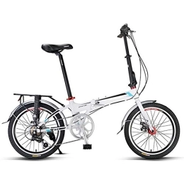  Folding Bike 20 Inch Folding Bike, 7 Speed Lightweight Aluminum Frame Foldable Compact Bicycle with Fenders and Comfort Saddle for Adults, White