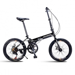 Bickd Bike 20-inch Folding Bike, 7-speed Male And Female Students, Adult Bicycle Ultra-light, Portable Children's Folding Bike A++ (Color : Black, Size : 20 inches)