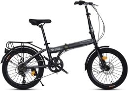 ZLYJ Bike 20 Inch Folding Bike for Adults, Lightweight Aluminum 7-Speed Folding City Bike, Quick Folding System, Ultra Light Portable Student Bike Black
