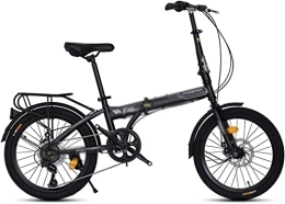  Bike 20 Inch Folding Bike for Adults, Lightweight Aluminum 7-Speed Folding City Bike, Quick Folding System, Ultra Light Portable Student Bike Black