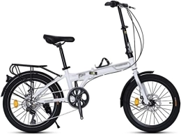 ZLYJ Bike 20 Inch Folding Bike for Adults, Lightweight Aluminum 7-Speed Folding City Bike, Quick Folding System, Ultra Light Portable Student Bike Red