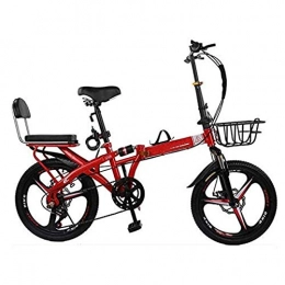 WLGQ Bike 20 Inch Folding Bike, Full Suspension Mountain Bike Road Bike, Mini Folding Bike Fully Mountain Bike, Adult Super Light Student Children's Bicycle With Basket