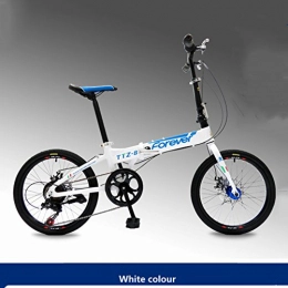 HUAHUADP Folding Bike 20-inch Folding Bike, Great for City Riding Commuting, Ultra-light Aluminum Foldable Bicycle Frame Alloy Shimano Gears For Commuter Men And Women Junior High School Students-White 110x130cm(43x51inch)