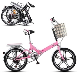 20 Inch Folding Bike Men's And Women's Ultralight Portable Mini Variable Speed Bicycle Adult Non-slip Wear-resistant Tires 6-speed Transmission System High Carbon Steel Frame