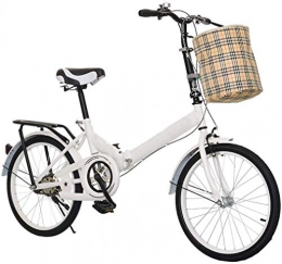 Hzjjc Bike 20 Inch Folding City Bike Bicycle, Mountain Road Bike Lightweight Fold Up Foldable Hybrid Bikes Commuter Full Suspension Specialized for Men Women Adult Ladies, H009ZJ (Color : White, Size : 20in)