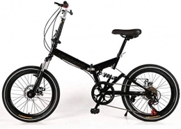 Hzjjc Bike 20 Inch Folding City Bike Bicycle, Mountain Road Bike Lightweight Fold Up Foldable Hybrid Bikes Commuter Full Suspension Specialized for Men Women Adult Ladies, H014ZJ (Color : Black, Size : 20in)