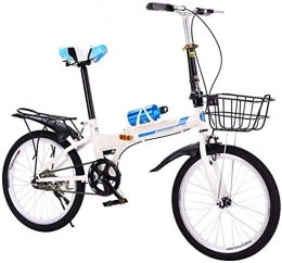 Hzjjc Folding Bike 20 Inch Folding City Bike Bicycle, Mountain Road Bike Lightweight Fold Up Foldable Hybrid Bikes Commuter Full Suspension Specialized for Men Women Adult Ladies, H024ZJ (Color : Blue, Size : 20in)