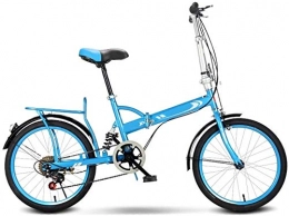 Hzjjc Folding Bike 20 Inch Folding City Bike Bicycle, Mountain Road Bike Lightweight Fold Up Foldable Hybrid Bikes Commuter Full Suspension Specialized for Men Women Adult Ladies, H036ZJ (Color : Blue, Size : 16inch)