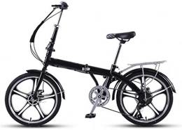 Hzjjc Folding Bike 20 Inch Folding City Bike Bicycle, Mountain Road Bike Lightweight Fold Up Foldable Hybrid Bikes Commuter Full Suspension Specialized for Men Women Adult Ladies, H053ZJ (Color : Black)