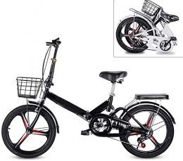 Hzjjc Folding Bike 20 Inch Folding City Bike Bicycle, Mountain Road Bike Lightweight Fold Up Foldable Hybrid Bikes Commuter Full Suspension Specialized for Men Women Adult Ladies, H069ZJ (Color : Black)