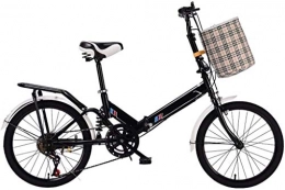 Hzjjc Folding Bike 20 Inch Folding City Bike Bicycle, Mountain Road Bike Lightweight Fold Up Foldable Hybrid Bikes Commuter Full Suspension Specialized for Men Women Adult Ladies, H090ZJ (Color : Black)