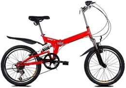 FHKBB Folding Bike 20 Inch Folding Speed Bicycle - Adult Children 6 Speed Folding Bicycle - Female Men's Road Bicycle - Portable Light To Work in School, Black (Color : Red)