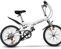 L.HPT Folding Bike 20 Inch Folding Speed Bicycle - Adult Children 6 Speed Folding Bicycle - Female Men's Road Bicycle - Portable Light To Work in School, Black (Color : White)