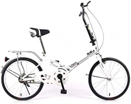 WSJYP Bike 20-Inch Folding Speed Bicycle, Adult Folding Bicycle Bicycle, Women's Student Ladies Single Speed Variable Speed Shock Absorber Bicycle Portable Commuter Car, sixspeed- White