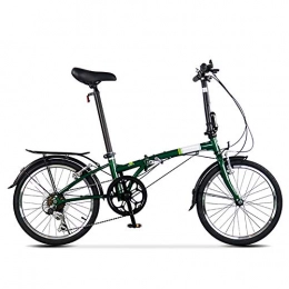 LIERSI Bike 20-Inch Folding Speed Bicycle - Adult Folding Bicycle Student Ladies 6 Speed Variable Speed Shock Absorber Bicycle Portable Commuter Car, Green