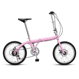  Folding Bike 20-Inch Folding Speed Bicycle, Student Folding Bike, Men and Women Folding 6 Speed Bicycle Damping Bicycle (Color : Pink, Size : 20in)