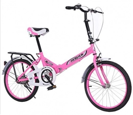 Pkfinrd Folding Bike 20 Inch Folding Speed Bicycle - Variable Speed Shock Disc Brake Bicycle Ladies Car Adult Bicycle Student Car, Pink (Color : Pink)