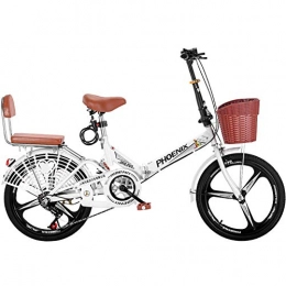 HT&PJ Folding Bike 20-inch Folding Variable Speed Bicycle, Adult Ultra-light Shock-absorbing Folding Bicycle, Small Shopping Cart for Adults, Children and Students