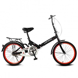 20 Inch Lightweight Folding Bike Shock Dual Disc Brakes Student Bicycle City Bicycle for Men and Women Weight Capacity 150kg(Color:black)