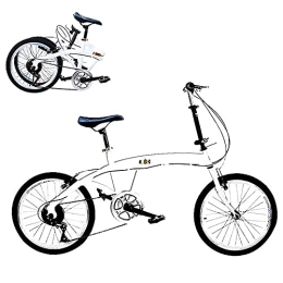 20 Inch Lightweight Mini Folding Bike Small Portable Bicycle, Adult Female Folding Bicycle Student Car for Adults Men and Women,White