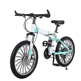 DODOBD Bike 20 inch Mountain Bike Folding Bikes with High Carbon Steel Frame Bicycle 7 Speed Dual Disc Brakes Full Suspension Non-Slip, Suspension MTB Bikes for Men or Women Foldable Frame