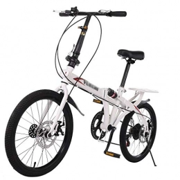 CXSMKP Bike 20 Inch Mountain Folding Bike Unisex Adult, 7 Speed Foldable Bike with High Carbon Steel Frame, Front Suspension, Outdoor Double Disc Brake Anti-Slip Bicycles