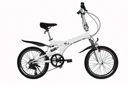 Domrx Folding Bike 20 Inch Mountain Folding High Carbon Steel Frame / Bilateral Folding Pedal / 6 Grade Variable Speed Bicycle-White