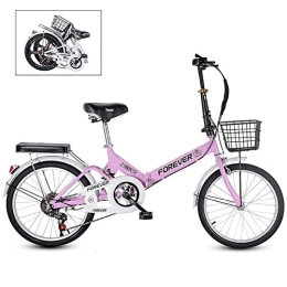 TOPYL Bike 20 Inch Portable Bike, Folding Commuter City Bike, Ultra Light City Riding With Basket, Women's Students City Riding Mountain Cycling For Travel Go Working Pink