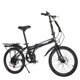 Domrx Folding Bike 20 Inch Variable Speed Folding Bicycle Adult Male and Female Student Bicycle-Black