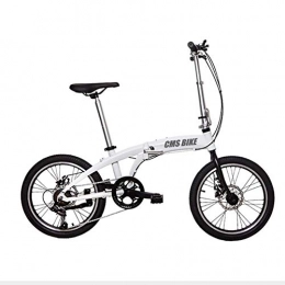 WXX Bike 20 Inch Variable Speed Folding Bicycle Quick Release Adjustment Leverportablealuminum Alloymobility Bikedouble Disc Brake Adult Student Travelbicycleload, White