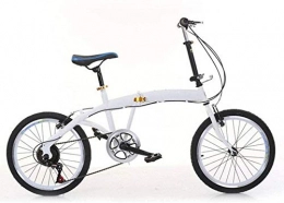 JSL Bike 20 inch white folding bicycle unisex adult folding bicycle 7-speed gear lever double V brake folding variable speed leisure bicycle