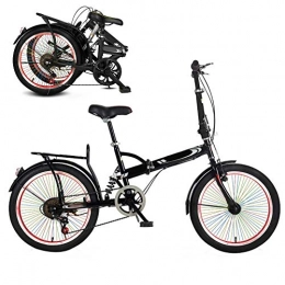 Llpeng Folding Bike 20 Inches Adult Foldable City Commuter Bicycles, Lightweight MTB Bike, 6 Speed Folding Bicycle, Mens Womens Mountain Bike (Color : Black)
