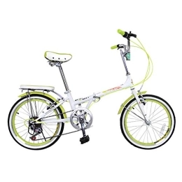 Bike  20 Inches Foldable Bicycle 7 Variable Speed 10 Seconds Folding High Carbon Steel Frame Front And Rear V Brakes Thickened Spring Saddle Men's And Women's Student Bicycles City Commuter Car Green