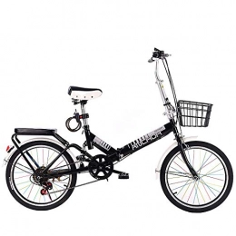 SYLTL Bike 20 Inches Folding City Bicycle Unisex Adult Suitable for Height 120-180 cm Foldable Bike Variable Speed Folding Bike, Black, Colorwheel
