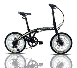 20" Lightweight Alloy Folding City Bike 20inch Bicycle 7 Speed Gears & Dual Disc Brakes Cycle (BLACK)