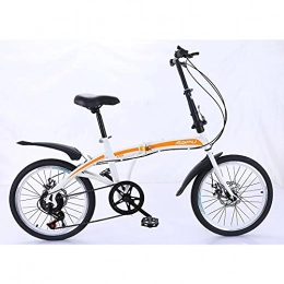 Fei Fei Bike 20" Lightweight Alloy Folding City Bike Bicycle, Comfortable Mobile Portable Compact Lightweight Great Suspension Folding Bike for Men Women - Students and Urban Commuters Bicycle / White+o