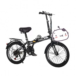 GWL Folding Bike 20" Lightweight Alloy Folding City Bike Bicycle, Comfortable Mobile Portable Compact Lightweight Great Suspension Folding Bike for Men Women - Students and Urban Commuters / Black