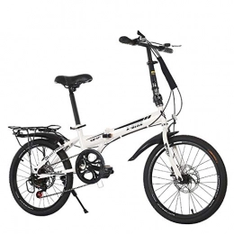 COCKE Bike 20" Lightweight Alloy Folding City Bike Bicycle, Dual Disc Brakes, Folding Bike for Ladies And Men, Bike 6 Speed Lightweight Cycle, Shock-Absorbing Off-Road Anti-Tire Mountain, White
