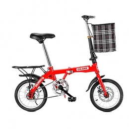 COCKE Bike 20" Lightweight Alloy Folding City Bike Bicycle, Dual Disc Brakes, Folding Bike for Ladies And Men, Bike 7 Speed Lightweight Cycle, Shock-Absorbing Off-Road Anti-Tire Mountain, Red