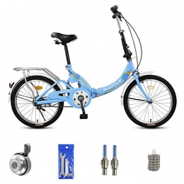 SYLTL Bike 20in Foldable Bike Unisex Portable Folding City Bicycle Damping Mini Variable Speed Student Folding Bike, Blue