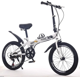 DPCXZ Bike 20In Folding Bike, Anti-Slip Shock-Absorbing Mountain Bike Dual Disc Brake Foldable Frame Bicycle, with High Carbon Steel Sports Outdoor Adult Bike White, 20 inches