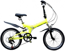 WSJYP Bike 20In Folding Bike, Mini Mountain Road Bike, For Women Teens Students Variable Speed Commute Bike, Yellow