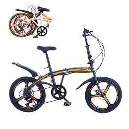 CADZ Folding Bike 20In Folding Bike, Road and Mountain Road Self-Supporting, 7 Speed, City Mini Compact Bicycle, Commuter Ultra-Light Leisure Bicycle, Foldable Variable Speed, Gray & White