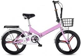 XIN Bike 20in Folding Bike Single Speed Bicycle Cruiser Adult Student Outdoors Sport Mountain Cycling Ultralight Portable Foldable Bike for Men Women Lightweight Folding Casual Damping Bicycle ( Color : Pink )