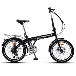 QSCFT Bike 20in Folding Bikes for Adults and Teens, 7 Speed City Folding Compact Bike Bicycle with Comfort Saddle Urban Commuter Gift for Women and Men(Color:Black)