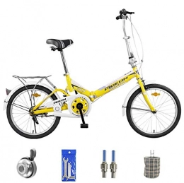 SYLTL Bike 20in Folding City Bicycle Suitable for Height 140-180 cm Foldable Bike Variable Speed Unisex Adult Folding Bike Quick Loading, Yellow