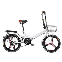 SYLTL Bike 20in Folding City Bicycle Unisex Adult Go to Work Suitable for Height 120-180 cm Foldable Bike Portable Variable Speed Folding Bike, white