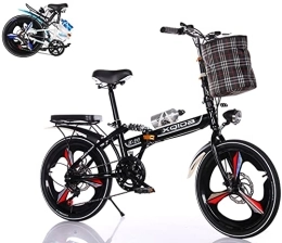 XQIDa durable Folding Bike 20inch folding bike adult teenager folding bikes, fast folding system 6-variable speed Before after Double shock absorption urban road bike with lights and basket / black / Shipment from German warehouse