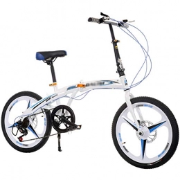 CXSMKP Folding Bike 20Inch Mountain Bike Folding Bikes for Adult with High Carbon Steel Frame, Featuring 7 Speed, Double Disc Brake And Dual Suspension Anti-Slip Bicycles, White