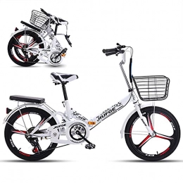 TBNB Folding Bike 20inch Portable Foldable Bicycle, 6-Speed Suspension Soft Tail Bike for Boys and Girls, Adult Folding City Road Bicycle (White)